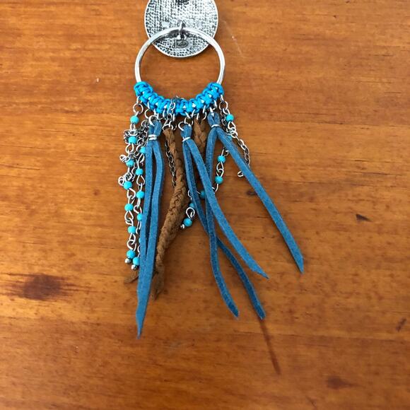 Justin Boots Turquoise Western Concho Earrings with Fringe NWT - Picture 12 of 14
